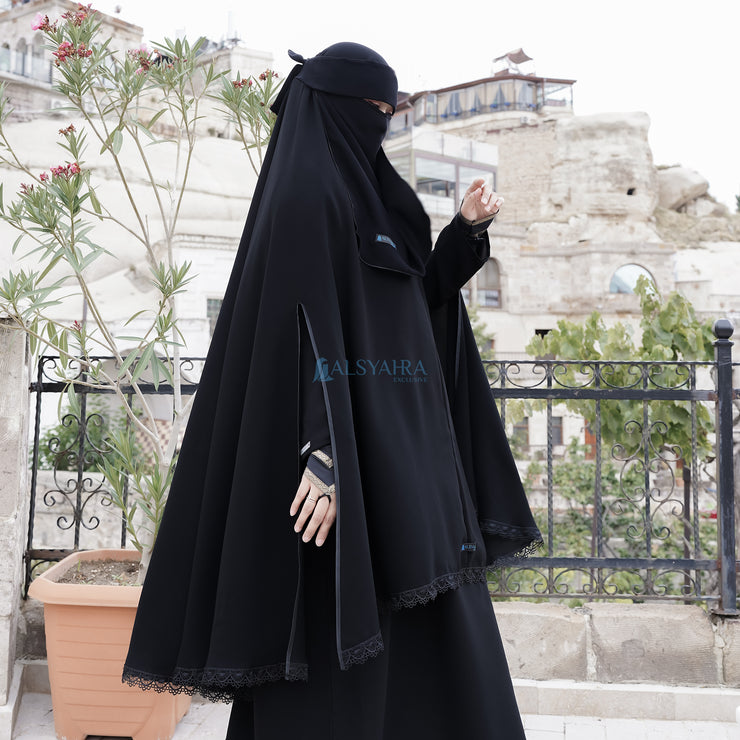 Khimar Altaj Handsplit Bisban Niqab Poni Jetblack Alsyahra Exclusive