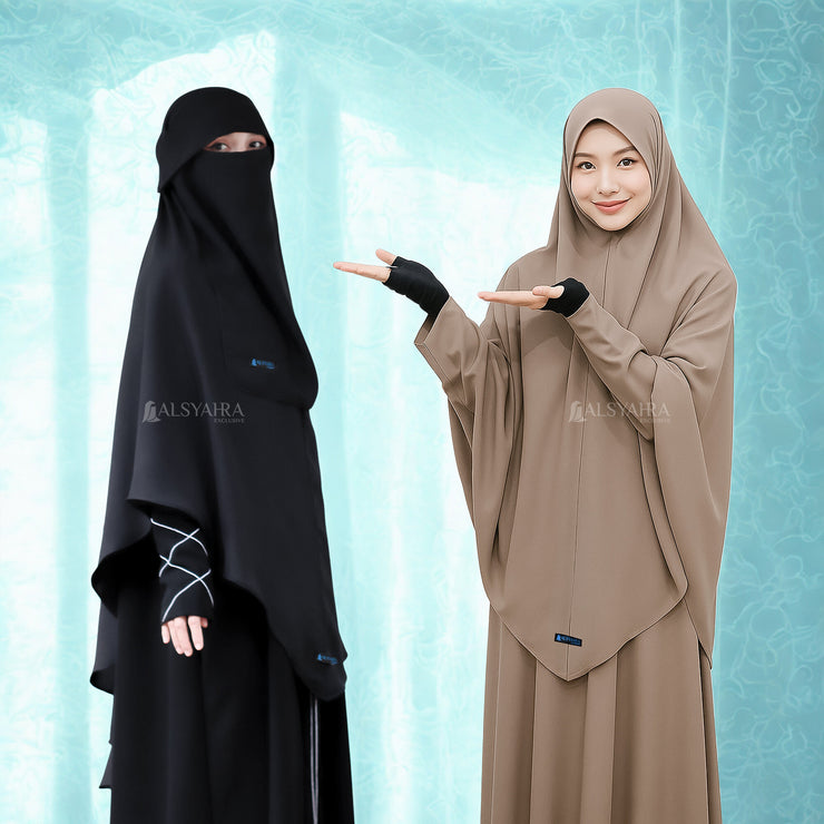 Alsyahra Exclusive Jilbab Set Khimar Shofa Niqab Poni Soft Crown Hijab Syari Premium