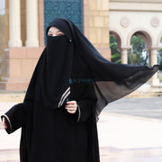 Alsyahra Exclusive Niqab Yaman Poni Kancing Raudhah Kiswah Sifon Silk Jetblack