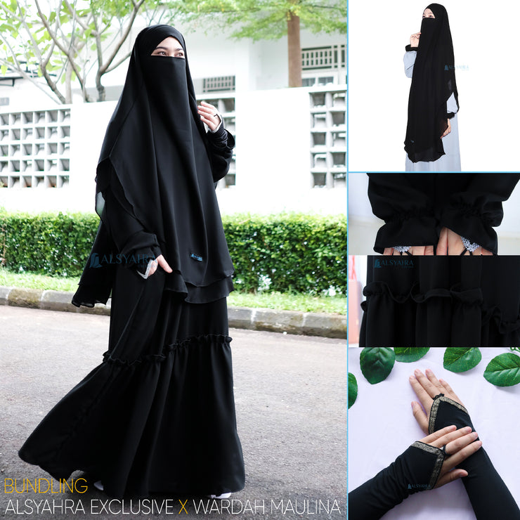 Alsyahra Exclusive X Wardah Maulina Bundling Gamis French Khimar Fatimah Size XL