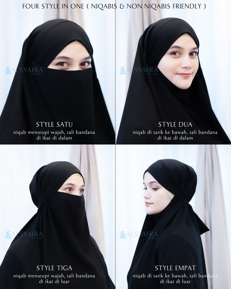 Alsyahra Exclusive X Wardah Maulina Bundling Gamis French Khimar Fatimah Size L