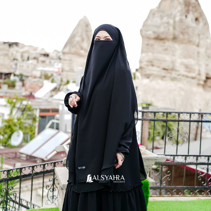 Alsyahra Exclusive X Wardah Maulina Bundling Gamis French Khimar Fatimah Size XL