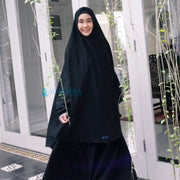 Alsyahra Exclusive Set Khimar Handzipper XXL Cadar Tali Jetblack