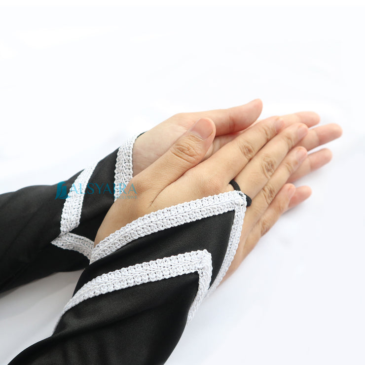 Alsyahra Exclusive Manset Handsock Cincin Motif Qaf Duo White