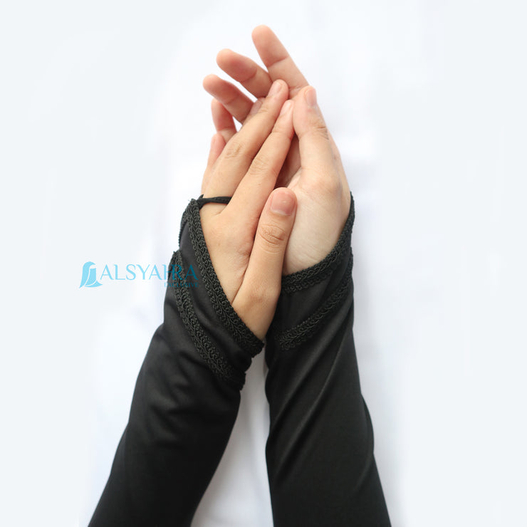 Alsyahra Exclusive Manset Handsock Cincin Motif Qaf Duo Black