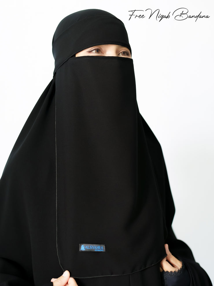 Alsyahra Set Khimar Marwah Non Pet Niqab Bandana L Jetblack
