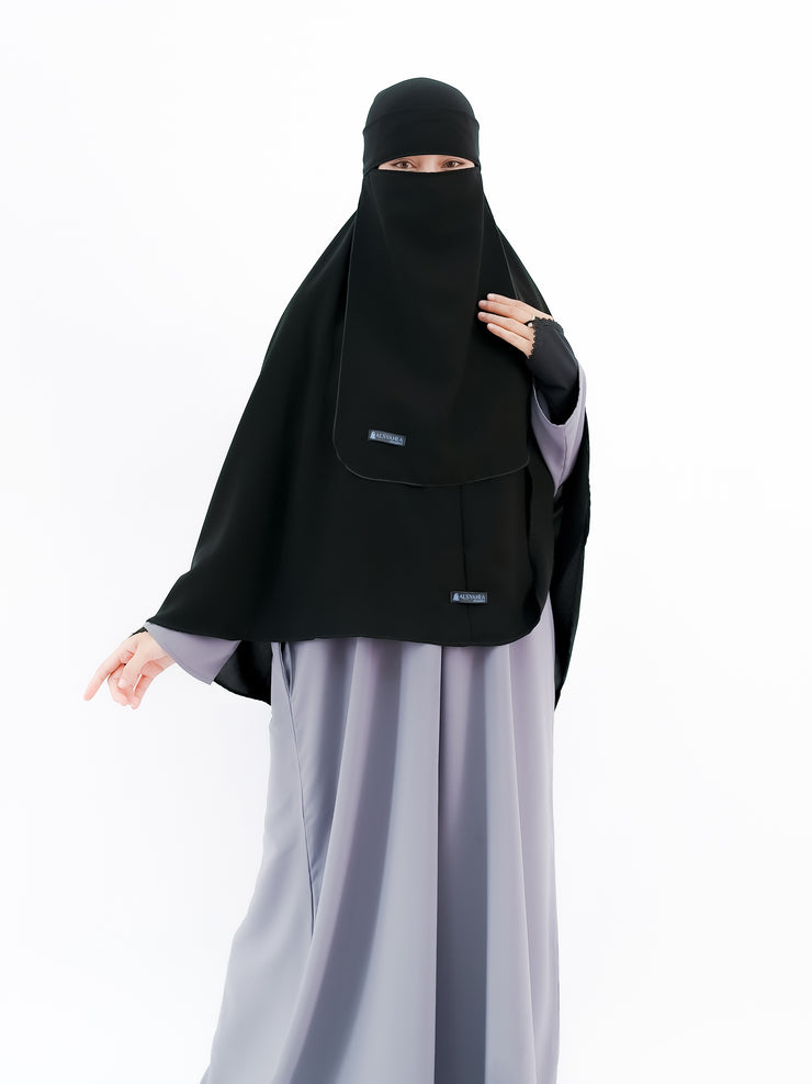 Alsyahra Set Khimar Marwah Non Pet Niqab Bandana L Jetblack