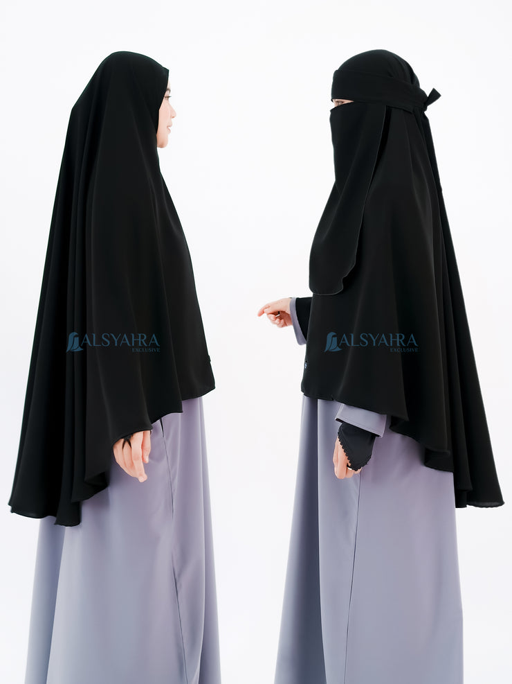 Alsyahra Set Khimar Marwah Non Pet Niqab Bandana L Jetblack