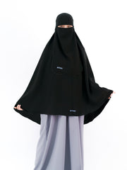 Alsyahra Set Khimar Marwah Non Pet Niqab Bandana XL Jetblack