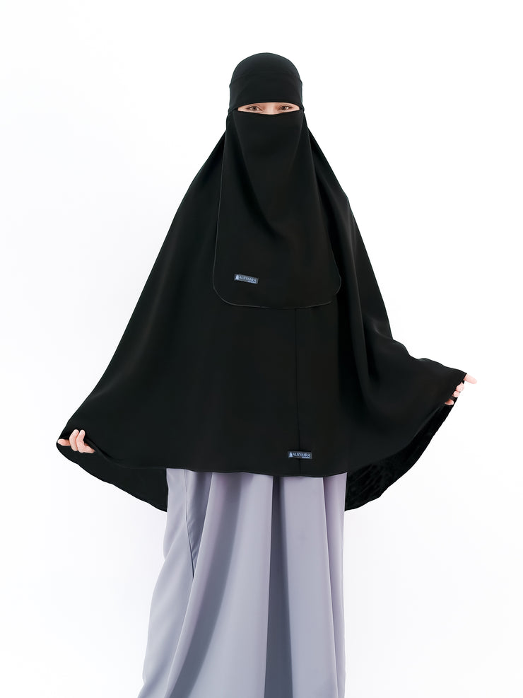 Alsyahra Set Khimar Marwah Non Pet Niqab Bandana XL Jetblack