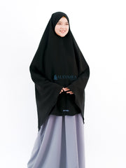 Alsyahra Set Khimar Marwah Non Pet Niqab Bandana XL Jetblack