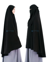 Alsyahra Set Khimar Marwah Non Pet Niqab Bandana XXL Jetblack