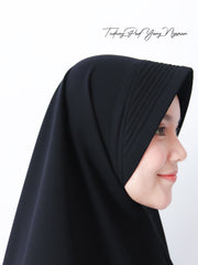 Alsyahra Exclusive Set Khimar Marwah Pad Cadar Tali Size L Jetblack