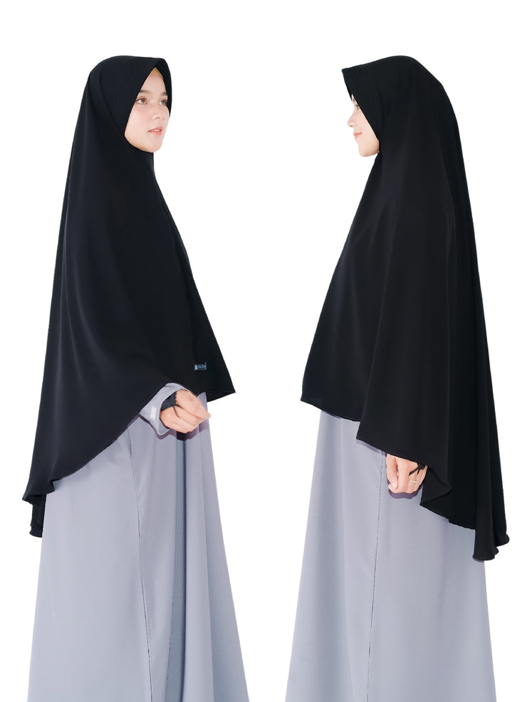 Alsyahra Exclusive Set Khimar Marwah Pad Cadar Tali Size L Jetblack
