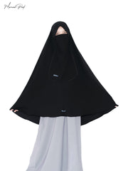 Alsyahra Exclusive Set Khimar Marwah Pad Cadar Tali Size XL Jetblack