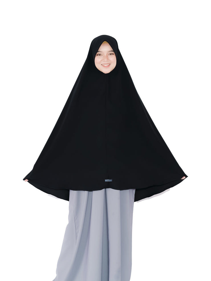 Alsyahra Exclusive Set Khimar Marwah Pad Cadar Tali Size XL Jetblack