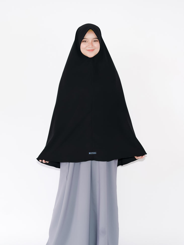 Alsyahra Exclusive Set Khimar Marwah Pad Cadar Tali Size XL Jetblack