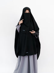 Alsyahra Exclusive Set Khimar Marwah Pad Cadar Tali Size XXL Jetblack