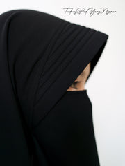 Alsyahra Exclusive Set Khimar Marwah Pad Cadar Tali Size XXL Jetblack