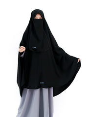 Alsyahra Exclusive Set Khimar Marwah Pad Cadar Tali Size XXL Jetblack