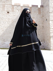 Set Khimar Pita India Gold Handsplit Bisban Cadar Tali Jetblack Alsyahra Exclusive