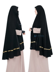 Set Khimar Pita India Gold Handsplit Bisban Cadar Tali Jetblack Alsyahra Exclusive