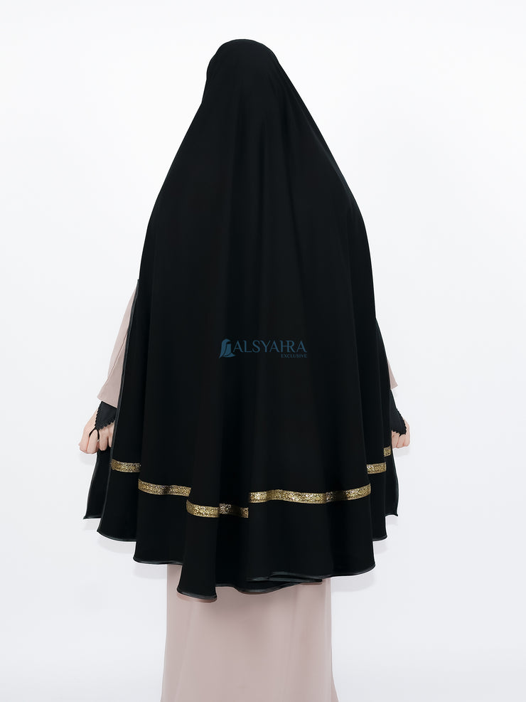 Set Khimar Pita India Gold Handsplit Bisban Cadar Tali Jetblack Alsyahra Exclusive