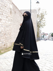 Set Khimar Pita India Gold Handsplit Bisban Cadar Tali Jetblack Alsyahra Exclusive