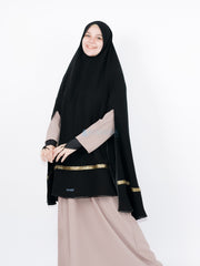 Set Khimar Pita India Gold Handsplit Bisban Cadar Tali Jetblack Alsyahra Exclusive