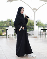Gamis Abaya Syari Az-zaitun Jetblack by Alsyahra Exclusive
