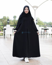 Gamis Abaya Syari Az-zaitun Jetblack by Alsyahra Exclusive