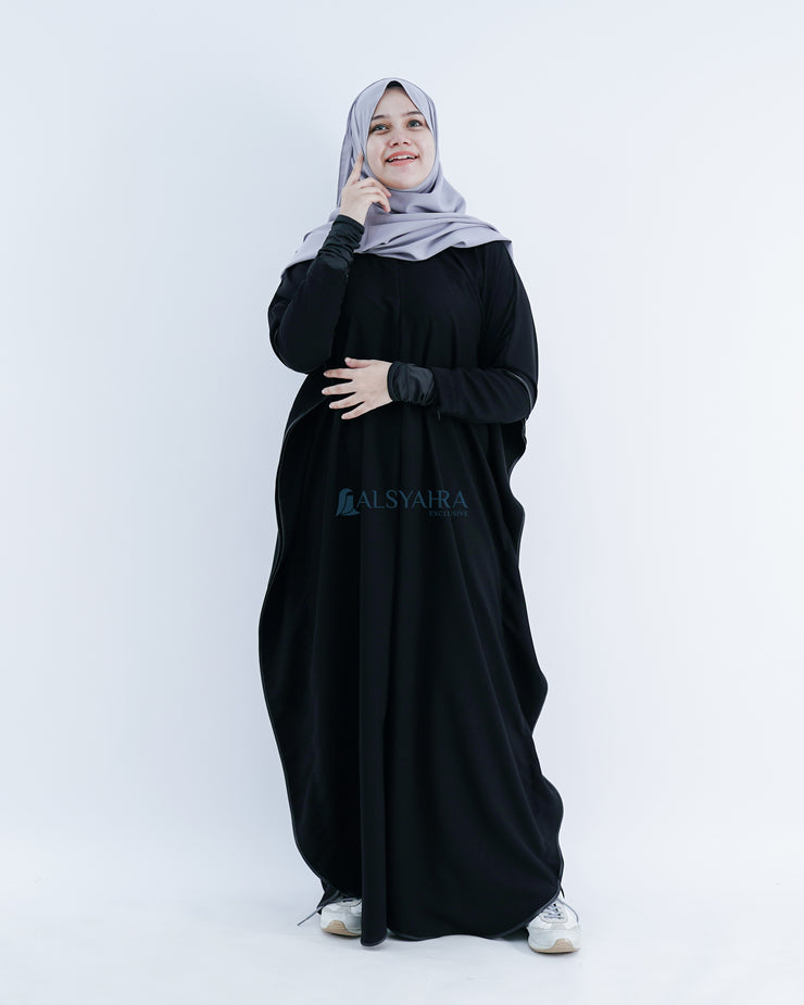 Abaya Syari Farasha Zipper Jetblack Alsyahra Exclusive