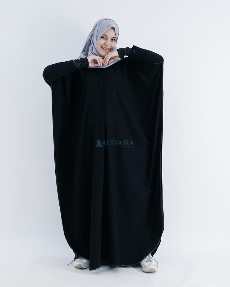 Abaya Syari Farasha Zipper Jetblack Alsyahra Exclusive