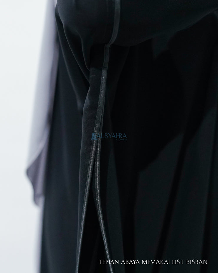 Abaya Syari Farasha Zipper Jetblack Alsyahra Exclusive