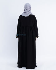 Abaya Gamis Syari Pita India Gold Jetblack Alsyahra Exclusive