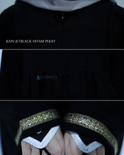 Abaya Gamis Syari Pita India Gold Jetblack Alsyahra Exclusive