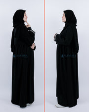 Abaya Gamis Syari Pita India Silver Jetblack Alsyahra Exclusive