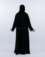 Abaya Gamis Syari Pita India Silver Jetblack Alsyahra Exclusive