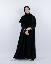 Abaya Gamis Syari Pita India Silver Jetblack Alsyahra Exclusive