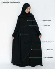 Abaya Gamis Syari Syarifa 2 Material Jetblack Alsyahra Exclusive