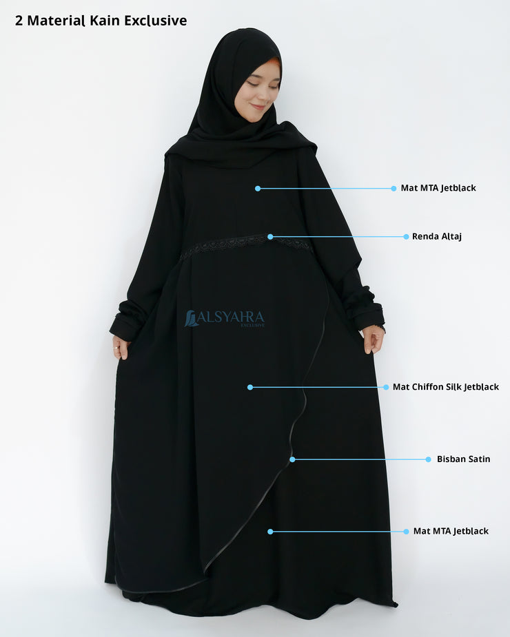 Abaya Gamis Syari Syarifa 2 Material Jetblack Alsyahra Exclusive