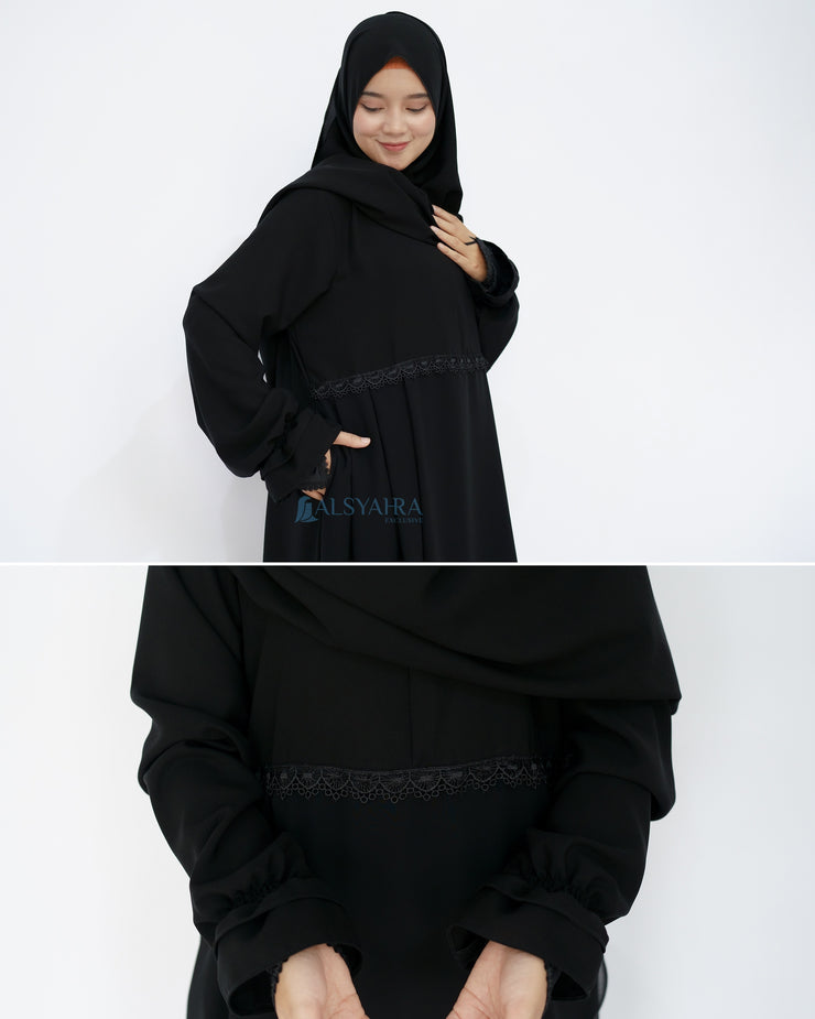 Abaya Gamis Syari Syarifa 2 Material Jetblack Alsyahra Exclusive
