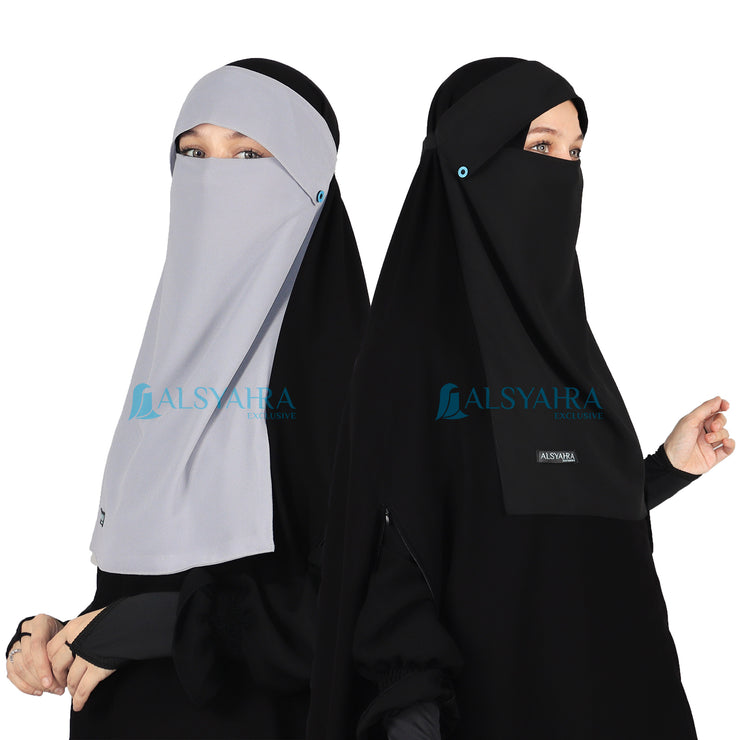 Niqab Poni Kancing Raudhah Sifon Premium Alsyahra Exclusive