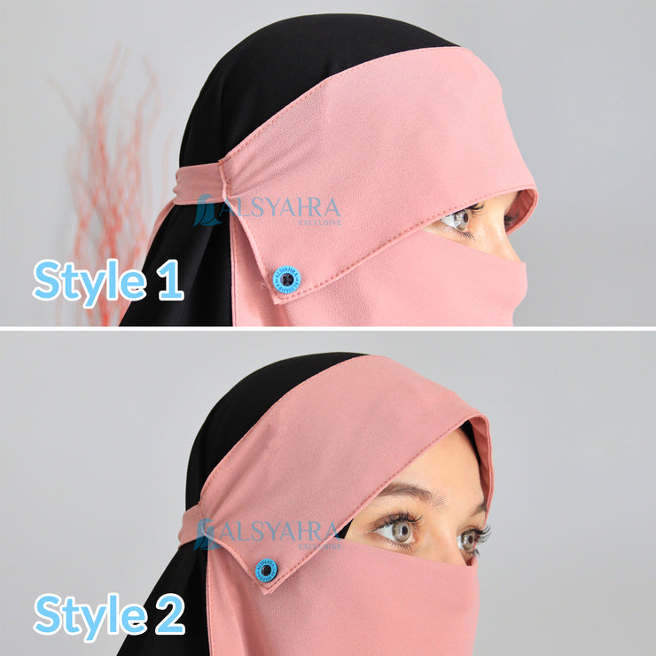 Niqab Poni Kancing Raudhah Sifon Premium Alsyahra Exclusive