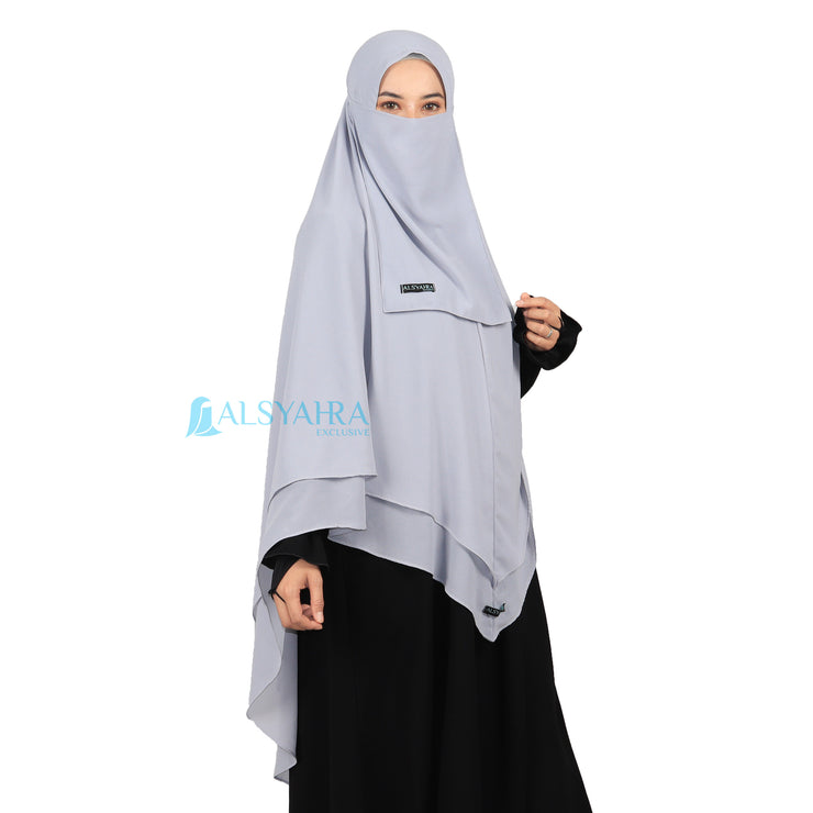 Alsyahra Exclusive Set Khimar Cadar Tali Shofa Sifon Premium 2 Layer XL