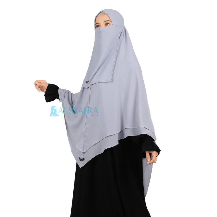 Alsyahra Exclusive Set Khimar Cadar Tali Shofa Sifon Premium 2 Layer XXL