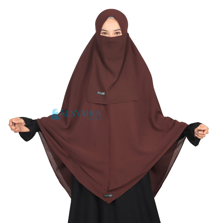 Alsyahra Exclusive Set Khimar Cadar Tali Shofa Sifon Premium 2 Layer XL