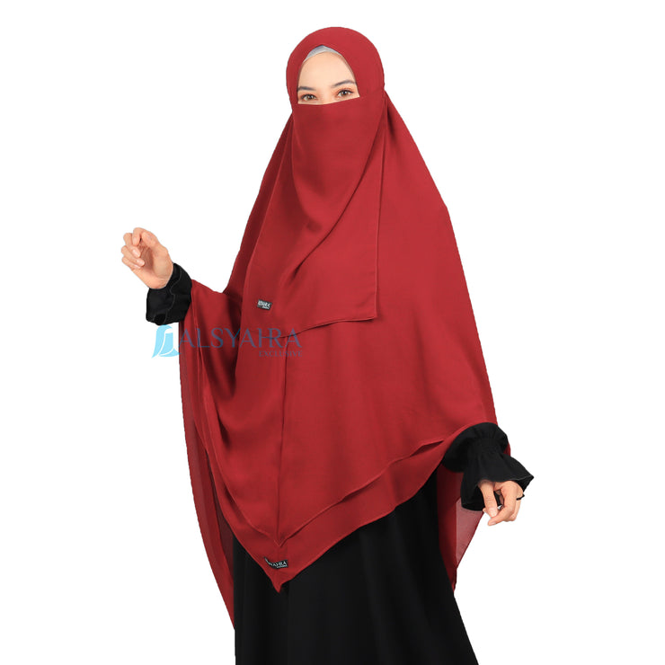 Alsyahra Exclusive Set Khimar Cadar Tali Shofa Sifon Premium 2 Layer XL