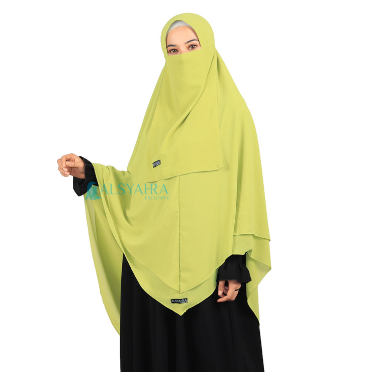Alsyahra Exclusive Set Khimar Cadar Tali Shofa Sifon Premium 2 Layer XL