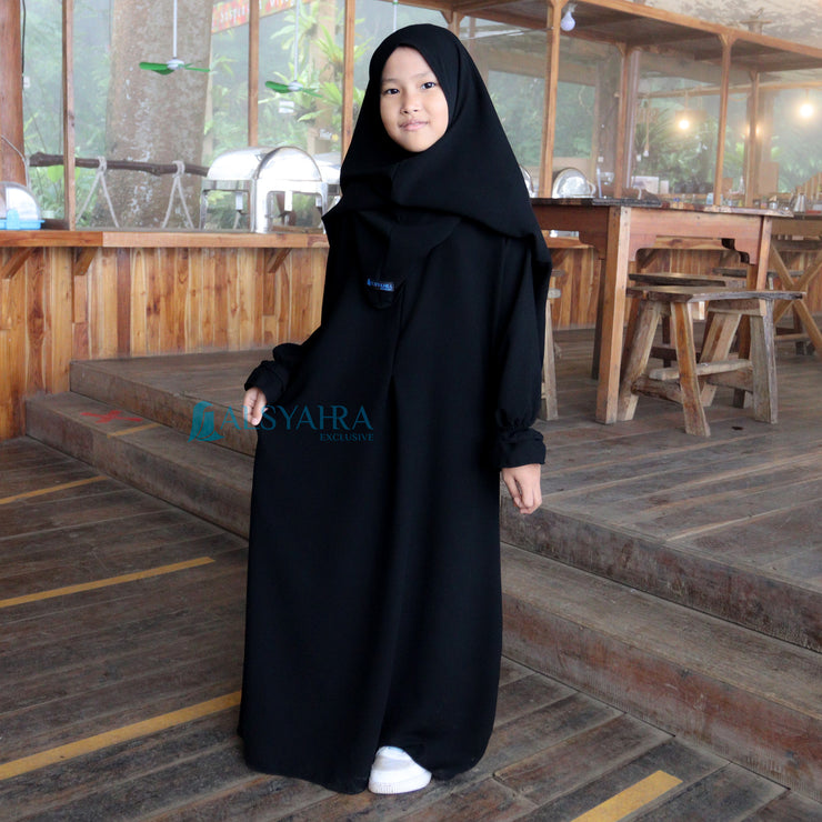 Alsyahra Exclusive Abaya Gamis Humaira Kids Jetblack